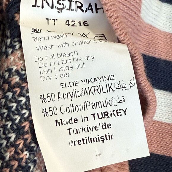 NWT Insirah pink, white, navy and blue design sweater dress size medium - Picture 6 of 10